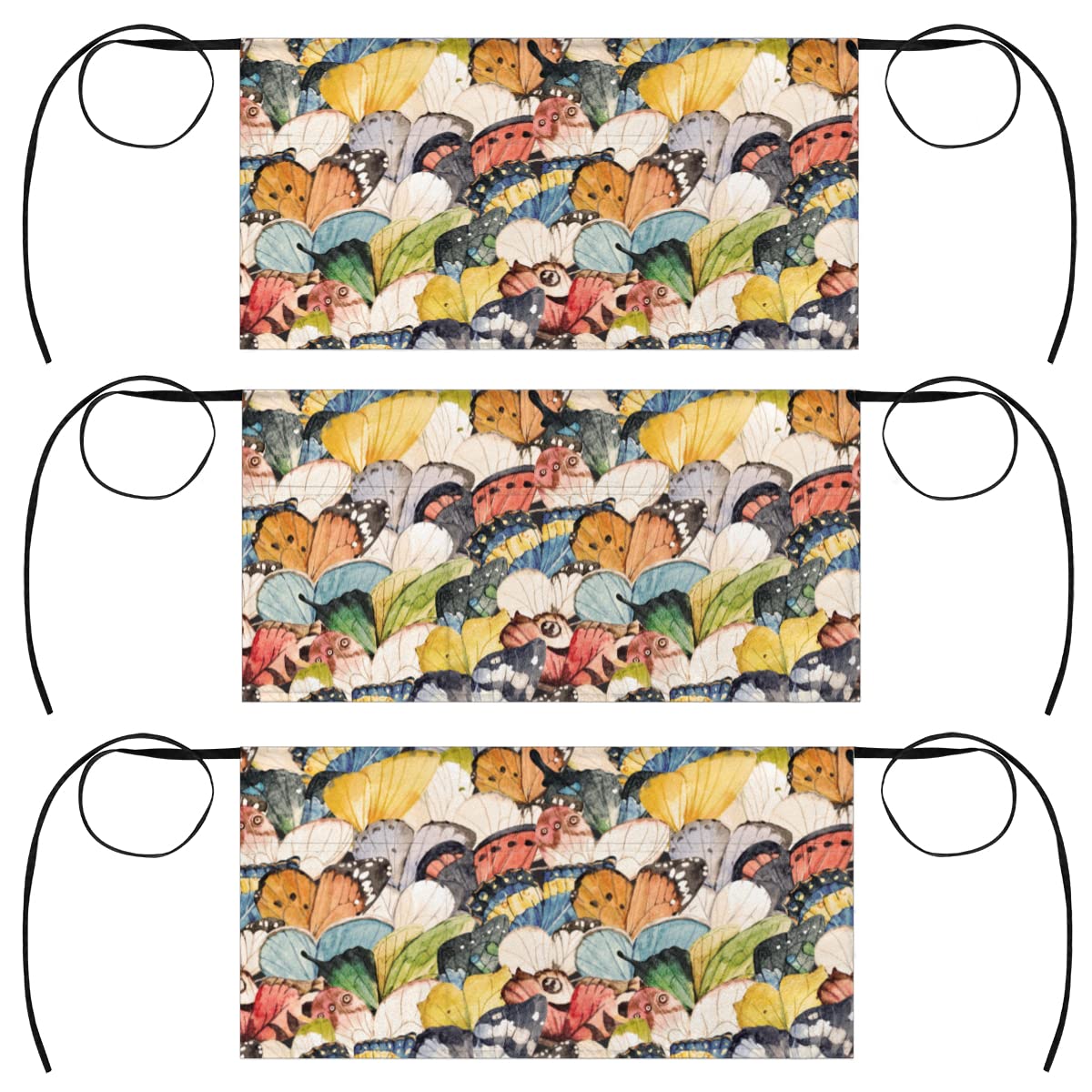 bisibuy Butterfly Wings Watercolor 3 Pack Server Aprons with 3 Pockets Cute Waitress Waiter Wasit Apron for Women Men Restaurant Bistro Cafe Bars Half Aprons Waitress Server Accessories