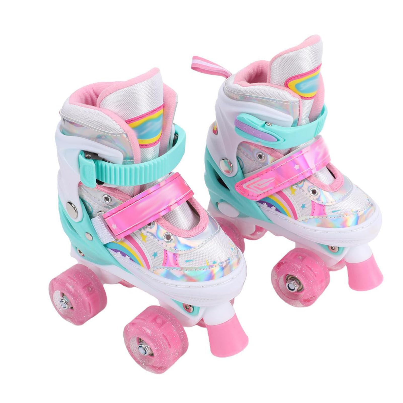 CHICIRIS Patines de Ruedas Ajustables con Luz, con 8 Ruedas Luminosas de PU, Correas de Hebilla, Cierres de Gancho y Bucle, Cordones Antideslizantes para Niños, Principiantes