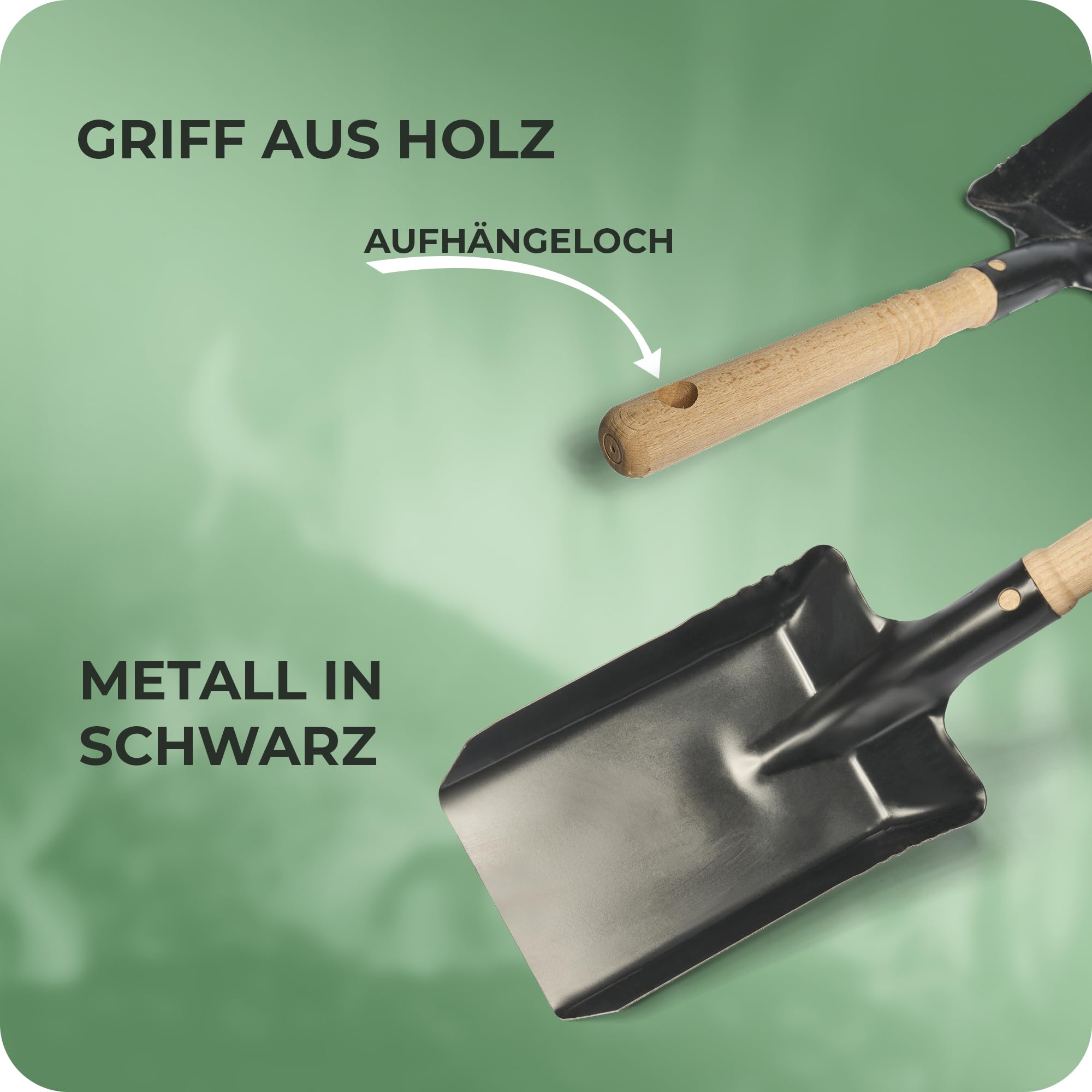 Kingson Schwerlast Kohleschaufel Für Kamin - 38 X 12,7 Cm - Robuste Schwarze Ascheschaufel Aus Pulverbeschichtetem Stahl Mit Erhöhten Seiten