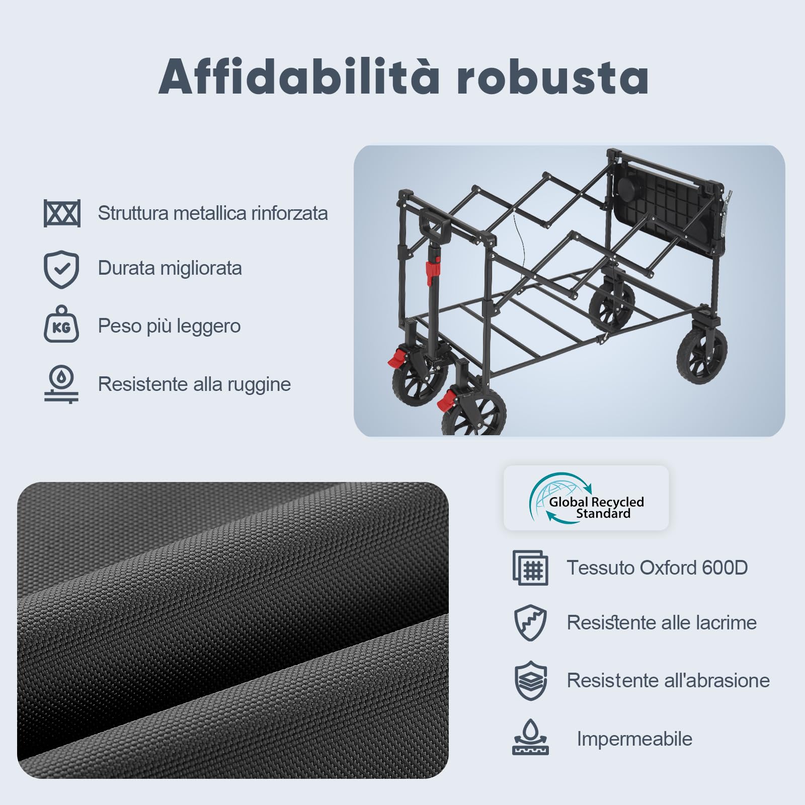 Sekey XXL Mobi 3012 - Carretto pieghevole con piano di appoggio apribile, 150 l, 150 kg, colore: Nero