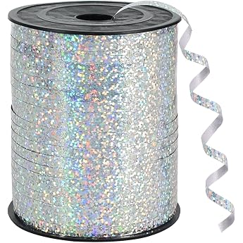450 Metres Gift Ribbon Laser Silver 5 mm Balloon String Balloons Ribbon Gift Packaging for Christmas Decoration Balloon Closures Gift Packaging Wedding Decoration 500 Yard Balloon Ribbon