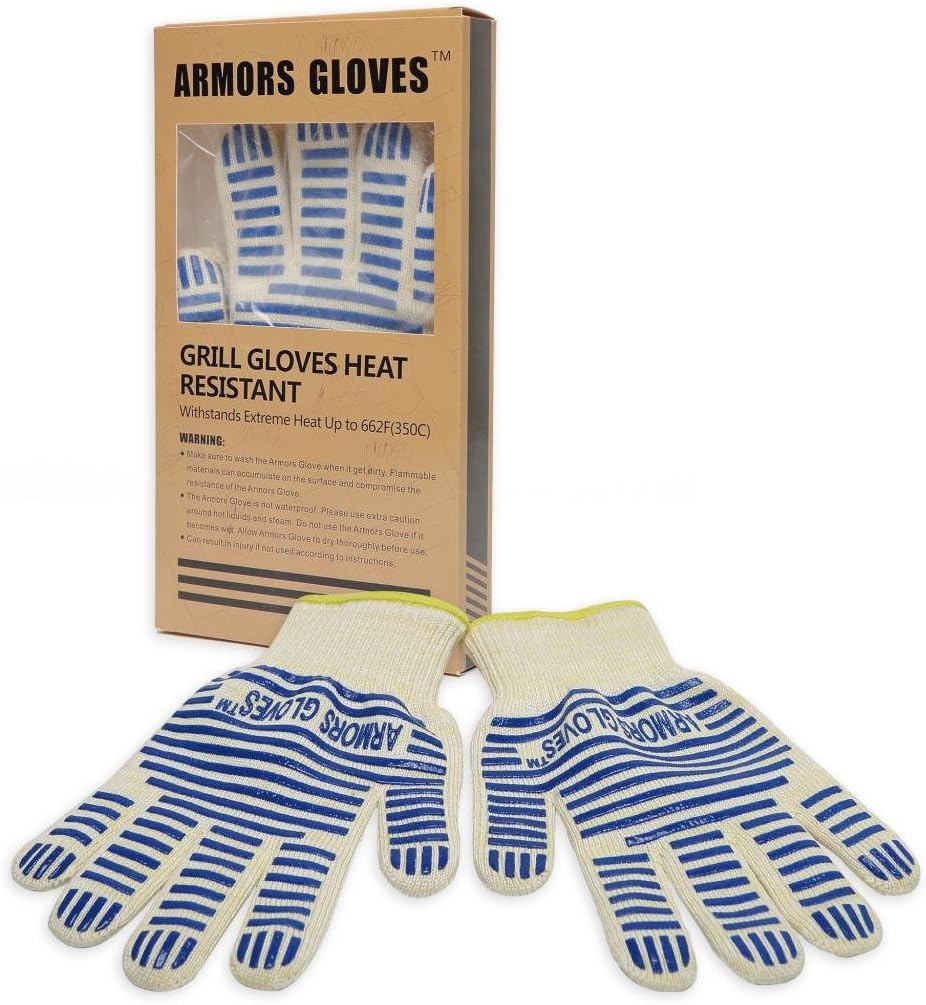 (Single Glove) -Heat Resistant Gloves - Keep you Safe using Hot Kitchen Oven Trays - Be Safe at Home & Work - Oven Gloves for Cooking with Silicone Strips Both Sides - 100% Comfortable Cotton Lining