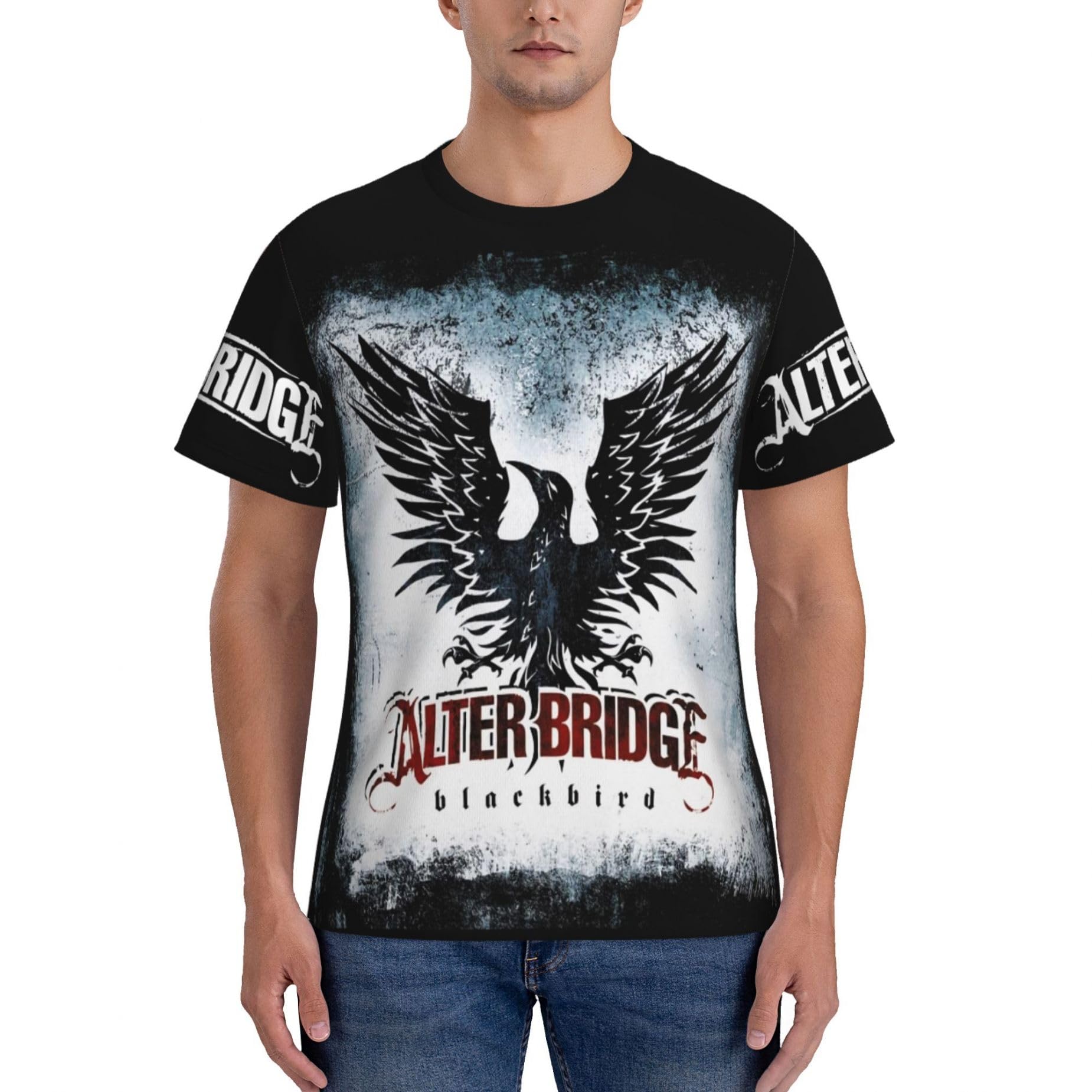 Mzpqdkslk Men's Black Alter Logo Graphic Bridge T-Shirt Short Sleeve T Shirt For Round Neck Music Band Tshirt Clothes Merch For Fans Gift