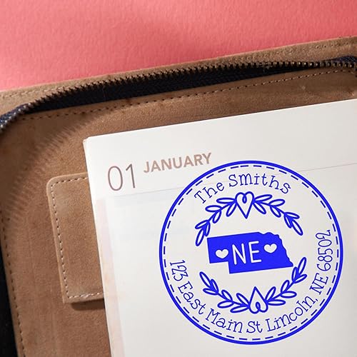 Miniatura 239 de Round State Love - Sello de dirección de devolución para Texas, uso con almohadilla de sello, mango de madera, sello de dirección de Texas