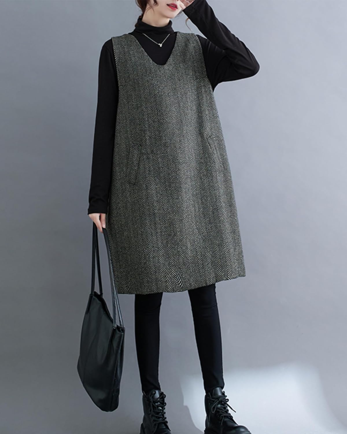 ellazhu Women's Funky V-Neck Cardigan Vest Solid Color Sleeveless Outerwear GZ122 - Image 5