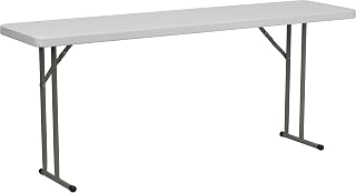 Flash Furniture Elon 6ft White Plastic Folding Training Table - 220lb Capacity, Classroom & Event Ready