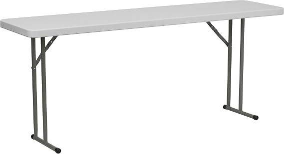 EMMA + OLIVER 6' Rectangular Plastic Folding Table, Long Plastic Foldable Table for Residential Indoor/Outdoor Events, White
