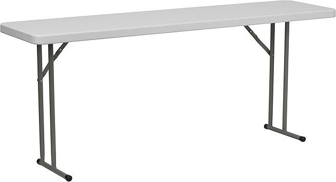 EMMA + OLIVER 6' Rectangular Plastic Folding Table, Long Plastic Foldable Table for Residential Indoor/Outdoor Events, White