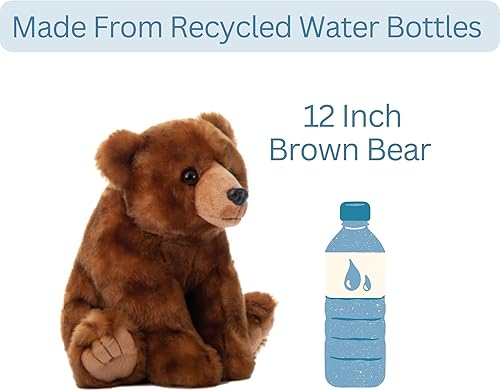 Miniatura 8 de The Petting Zoo Oso de peluche, regalos para niños, animales salvajes del zoológico Onez, juguete de peluche de oso marrón de 12 pulgadas