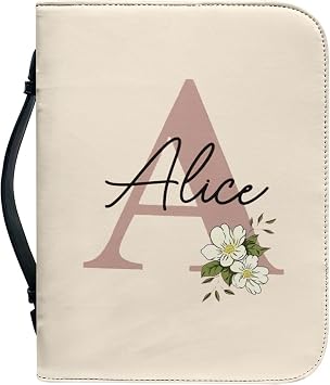 Personalized Bible Cover with Name, Custom Bible Cover Case for Women Girls, Large Capacity Scripture Bag with Handle