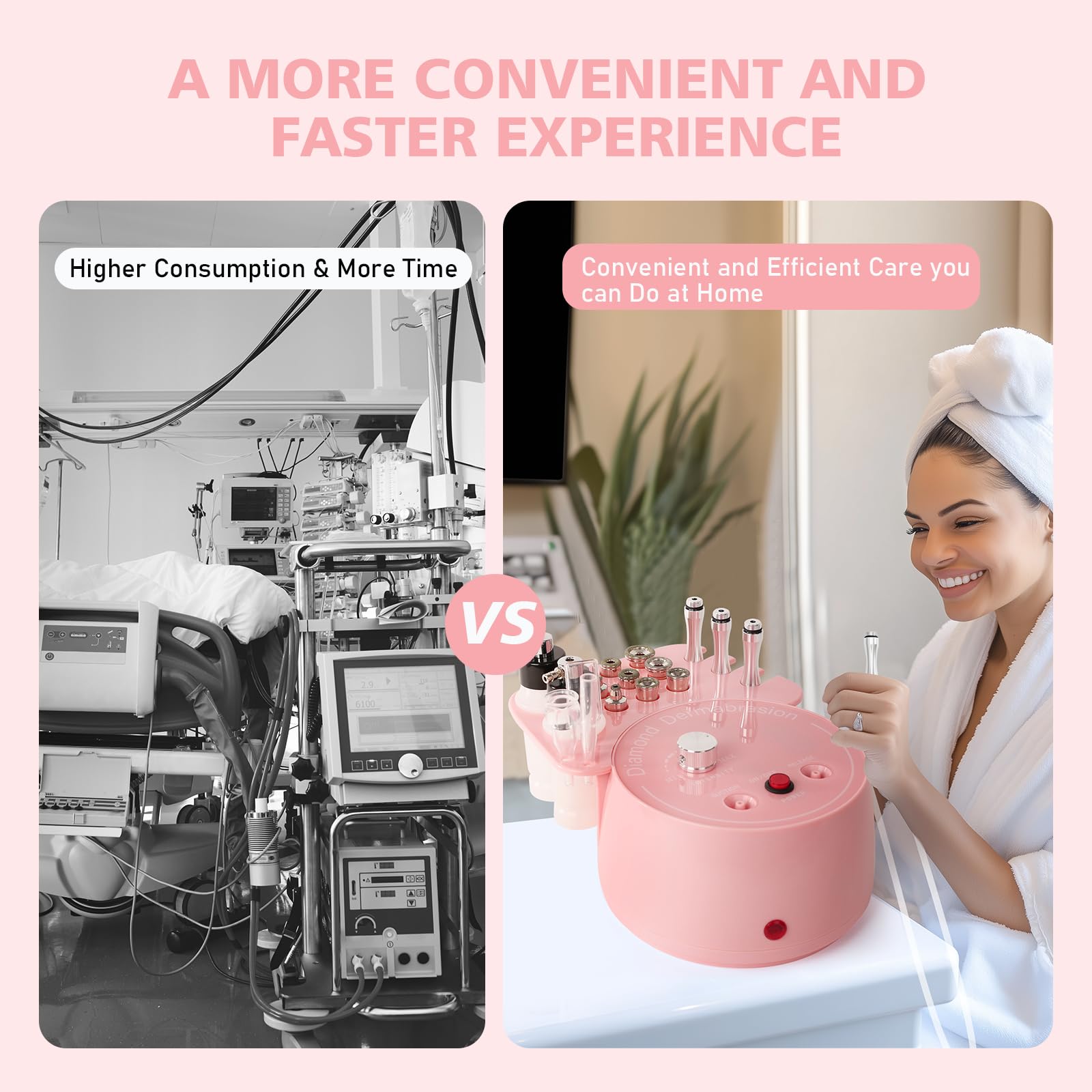 3 in 1 Dispositivo di dermoabrasione professionale, barra magica speciale per centri estetici, flaconi spray, tubi di vetro sottovuoto e altre attrezzature professionali per (Rosa)