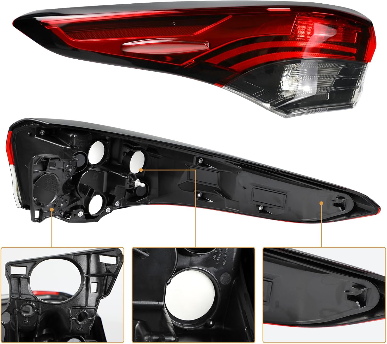 Outer Tail Light Assembly Compatible with 2020 2021 2022 Toyota Highlander Rear Lamp Brake Taillights Replacement Bulbs not Included (Left Driver Side)