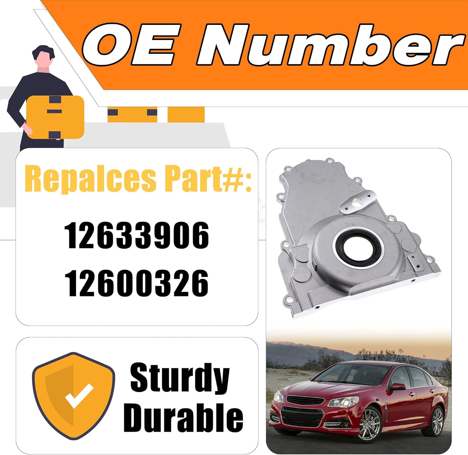 LS Front Timing Cover with Gasket Kit Compatible with LS2 LS3 4.8L 5.3L 6.0L 6.2L Engines Front Timing Chain Cover Replaces# 12633906 12600326