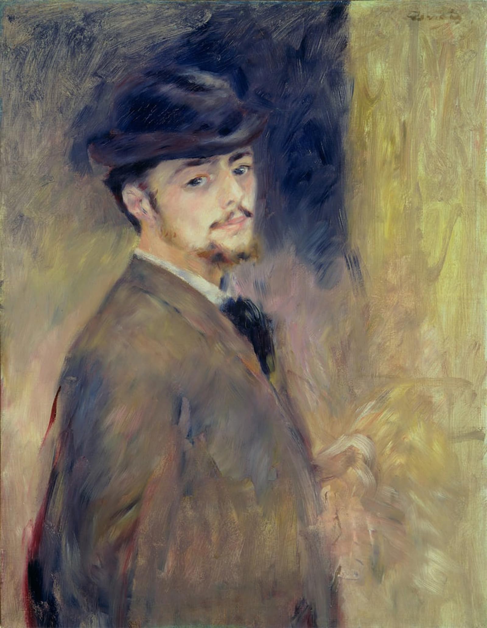 ARTXLXXBN Famous Painting Canvas Artwork Graffiti Print Self Portrait by Pierre Auguste Renoir Portrait Canvas Image for Home Decor 60x90cm