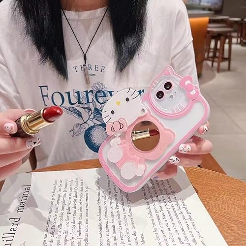 Miniatura 5 de Funda protectora transparente de TPU suave para iPhone 15 de 6.1 pulgadas para iPhone 15 con diseño de dibujos animados de gato rosa con lazo 3D,