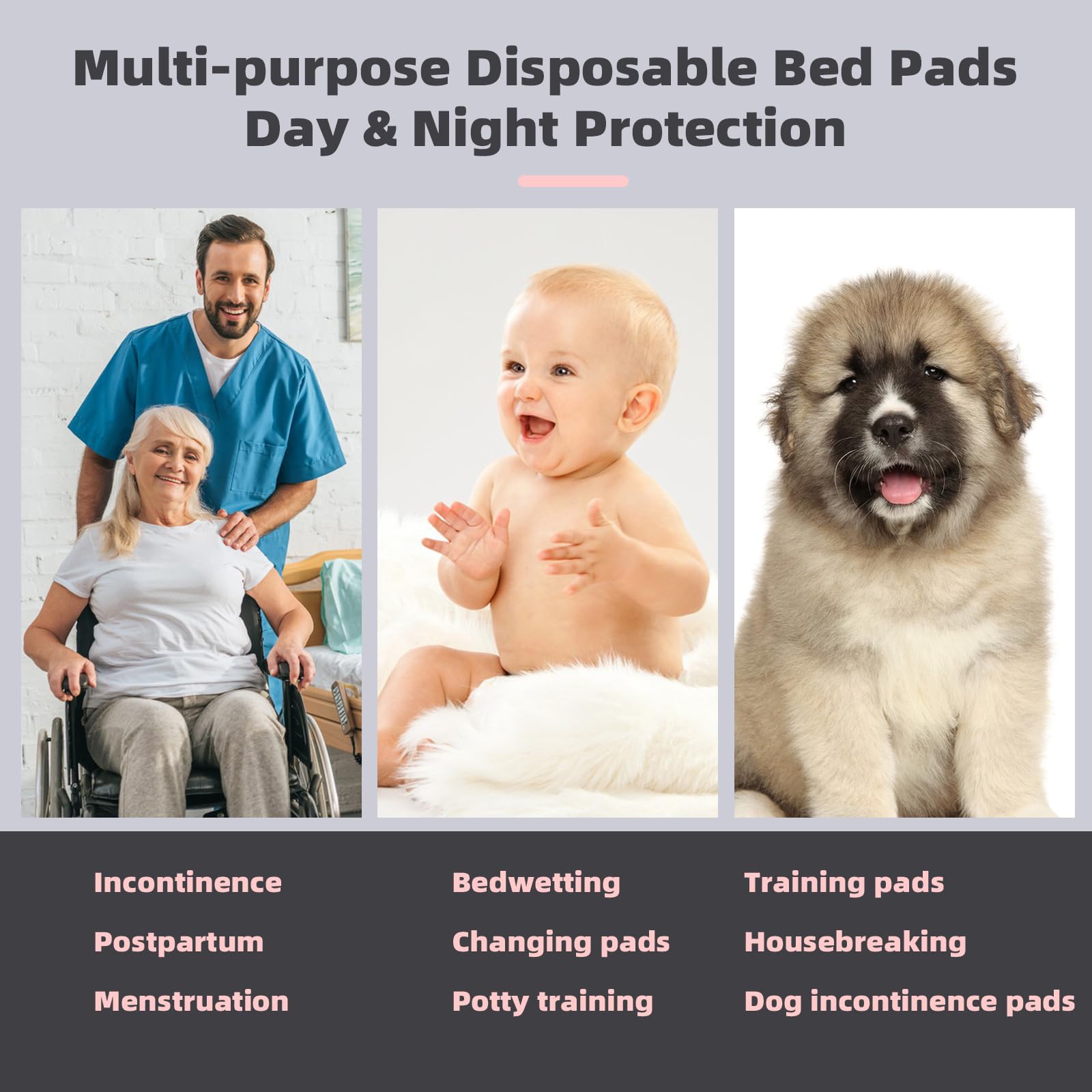 MKISS Almohadillas de cama de gran tamaño de 40 x 60 pulgadas (20 unidades), almohadillas ultra absorbentes resistentes para adultos, niños, bebés, ancianos y mascotas
