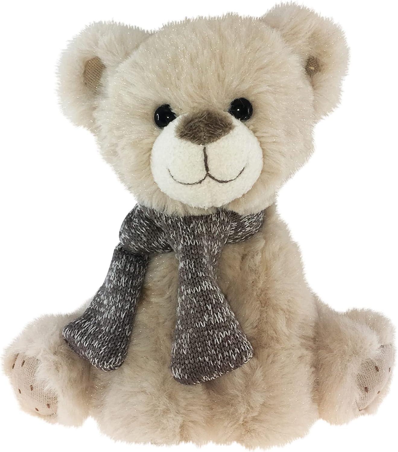 Enesco Kalidou Holiday Teddy Bear Sitting with Grey Scarf Plush Stuffed Animal, 16 Inch, Tan
