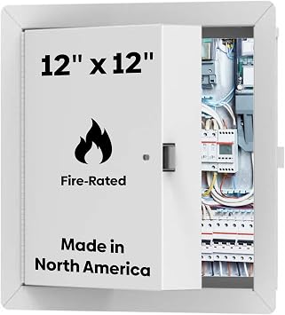 Best 12" x 12" Insulated Fire Rated Metal Access Door with Flange, LEED Compliant 20-Gauge Galvanneal Steel Wall Access Panel, 2" Mineral Wool Insulated Access Door for Ceilings/Walls, White, BA-PFI
