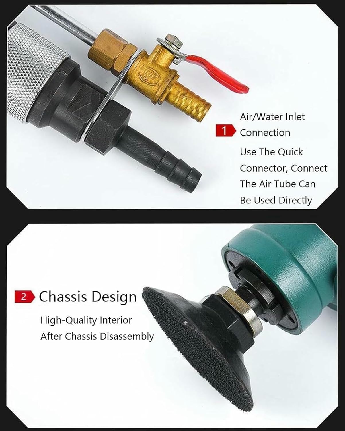 Air Grinder, 4 Inch 10000 RPM Pneumatic Air Wet Stone Polisher, Wet Air Sander, Concrete Polishing Air-Powered Stone Polisher, Green-