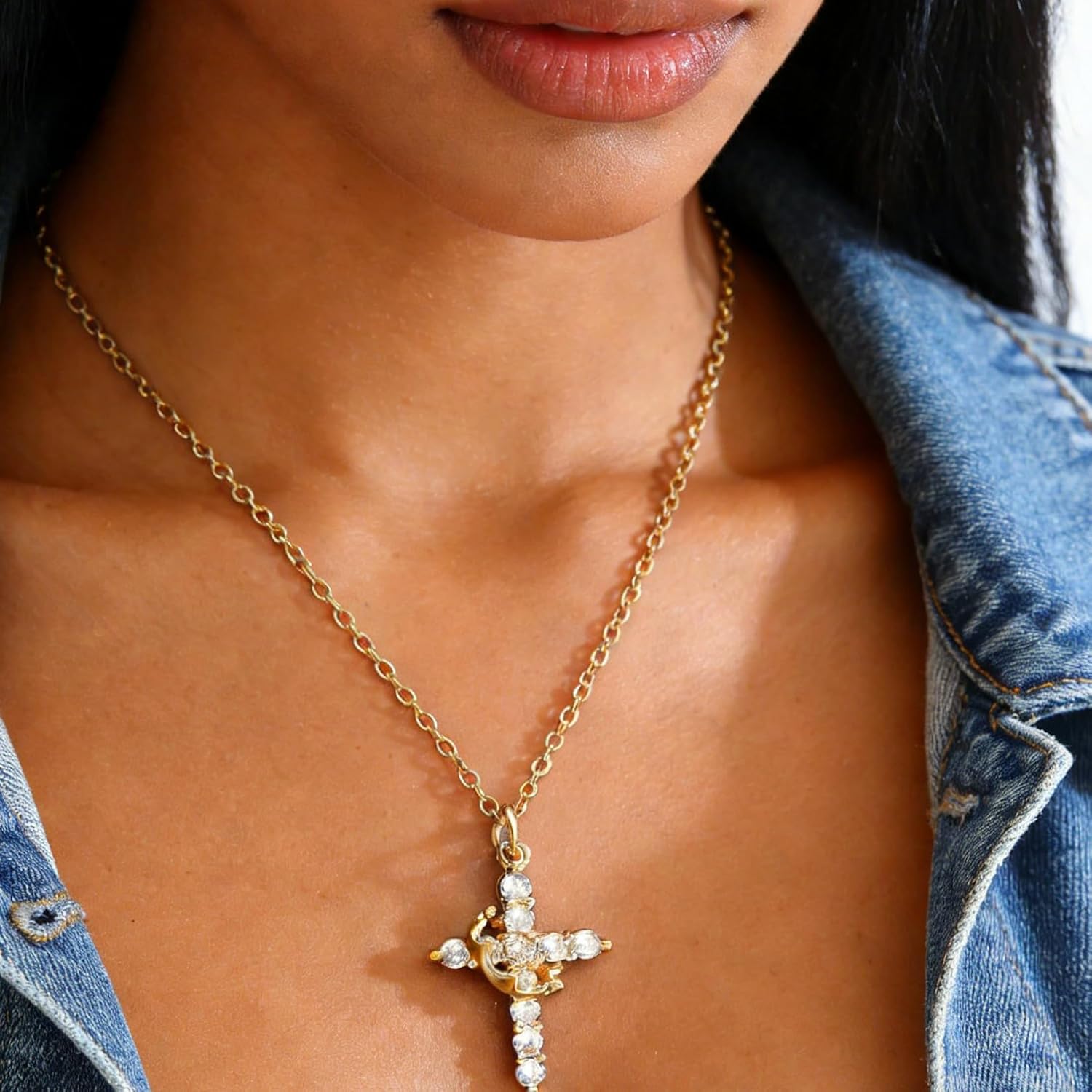 Crown Cross Necklace for Women, 14K Gold-Plated Crown Cross Pendant Necklace, Simple Cross Pendant Necklace, Cute Tiny Jewelry for Women,Ideal Faith-Inspired Jewelry Gift for Every Occasion - Image 5