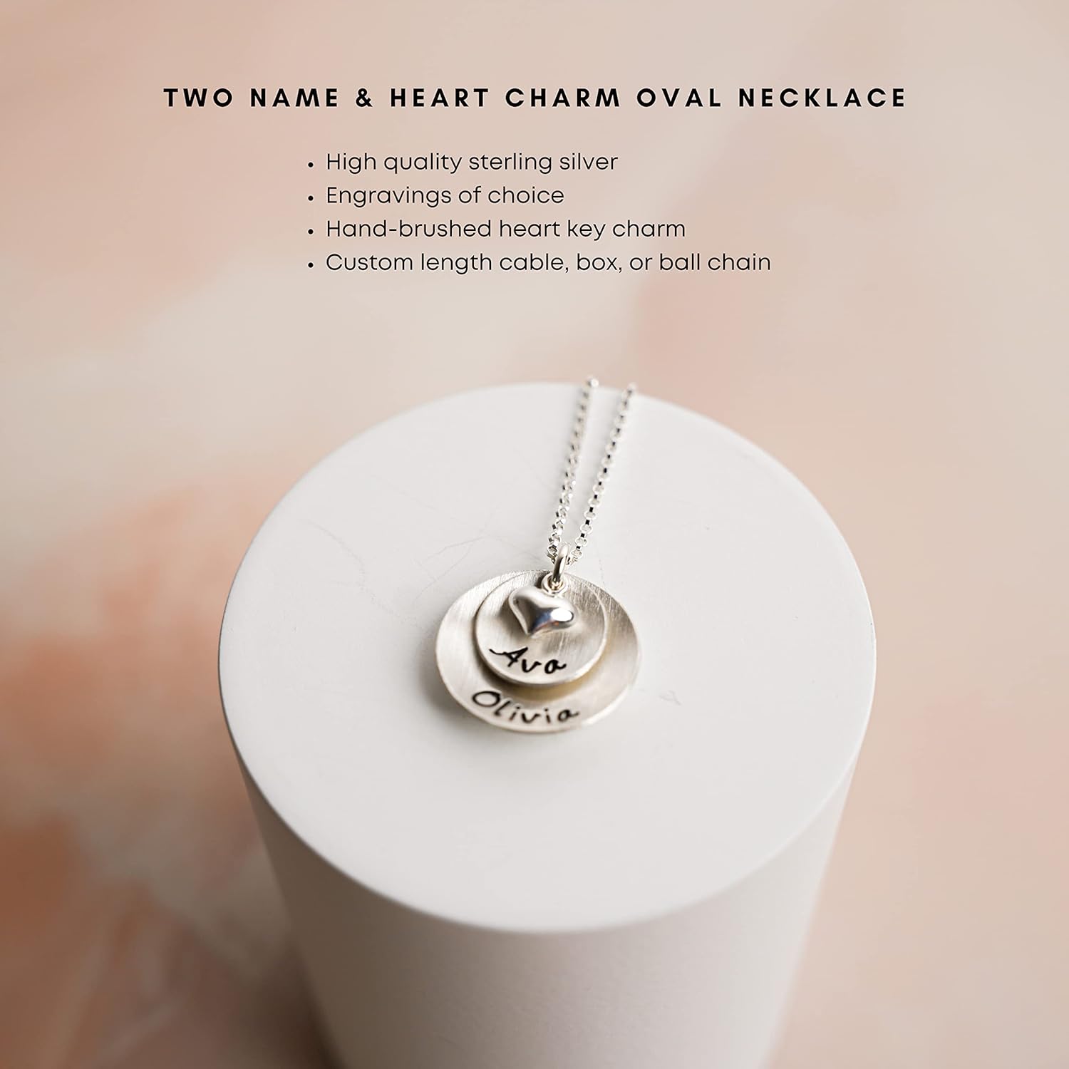 AJ's Collection Lucky Two Necklace Personalized Sterling Silver With 2 names or words of your choice. Sterling Silver Chain