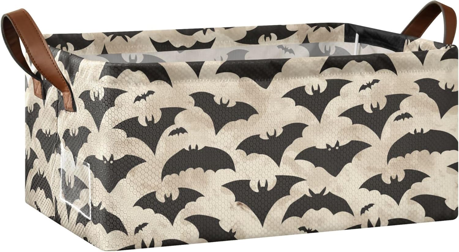 KLL 2 Pack Sturdy Storage Basket Storage Containers with Handles Clothes Organizers and Bat Pattern Vintage