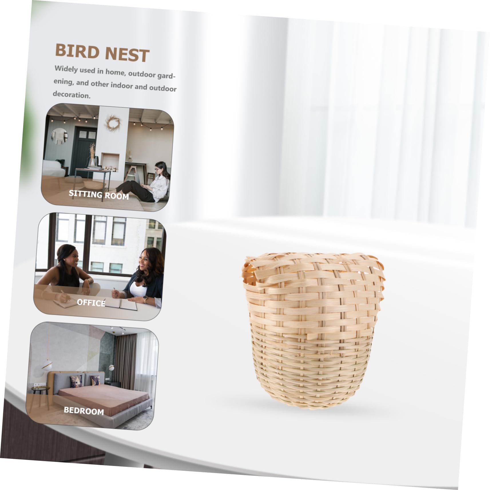 DECHOUS Lot De 5 Cages À Oiseaux Multifonctions en Bambou Tissé À La Main Boîte De Rangement Décorative pour Salon Abat-Jour Nid De Canari Coussin De pour Oiseaux Nid