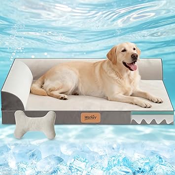 Large Dog Bed with Cooling Gel Memory Foam, Orthopedic Waterproof Pet Bed with Washable Cover & Non-Slip Bottom, Cooling Dog Couch Bed, Size 40"*31.9 "8.1"