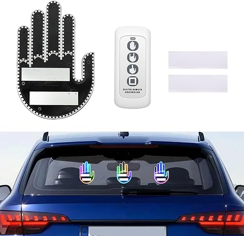 LECART Luz de gestos de coche de 7 colores, luz LED de mano con control remoto, luces de dedo para automóvil, colorida y divertida iluminación de