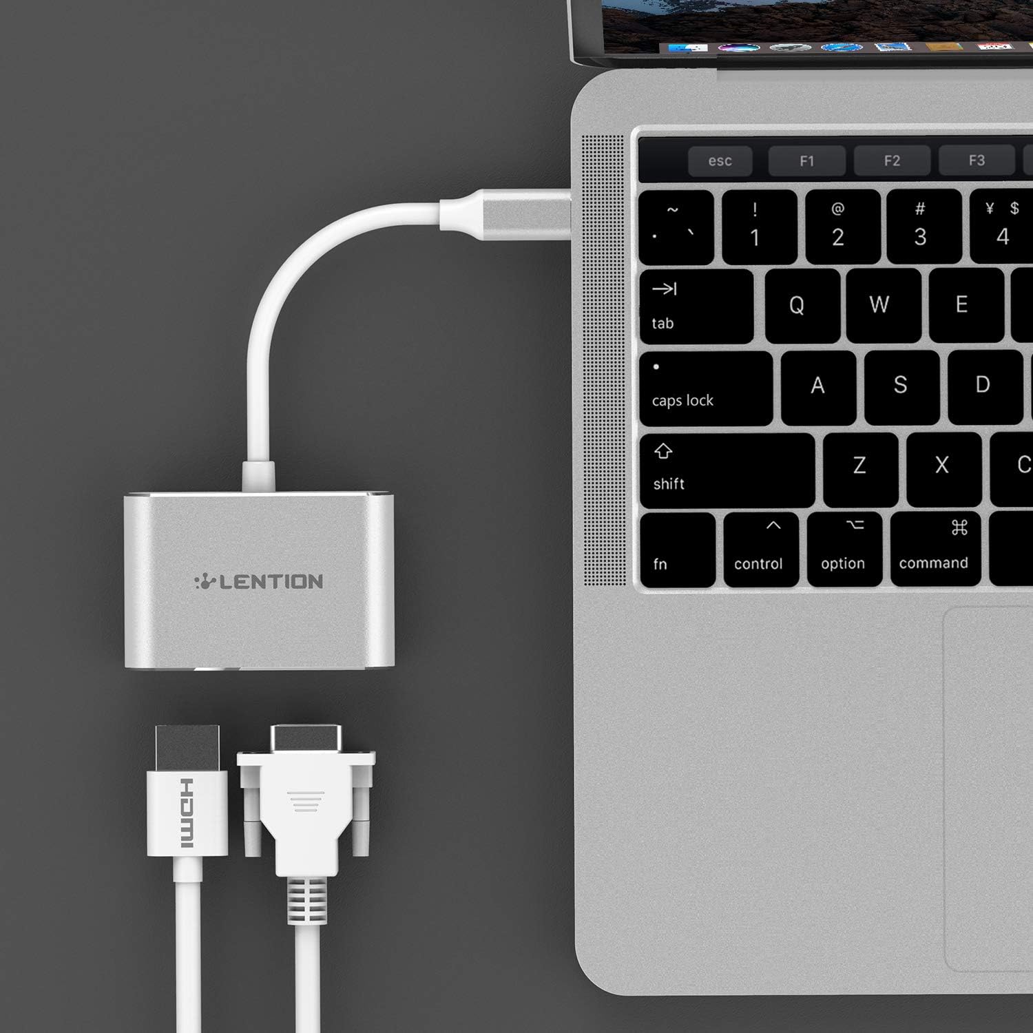 LENTION USB C to HDMI & VGA Adapter,HDMI to USB C Adapter,for Dual Monitor Compatible 2021-2016 MacBook Pro 13/15/16,New Mac Air/iPad Pro,Surface,Lenovo,More,Stable Driver Certified (C51s,Silver)