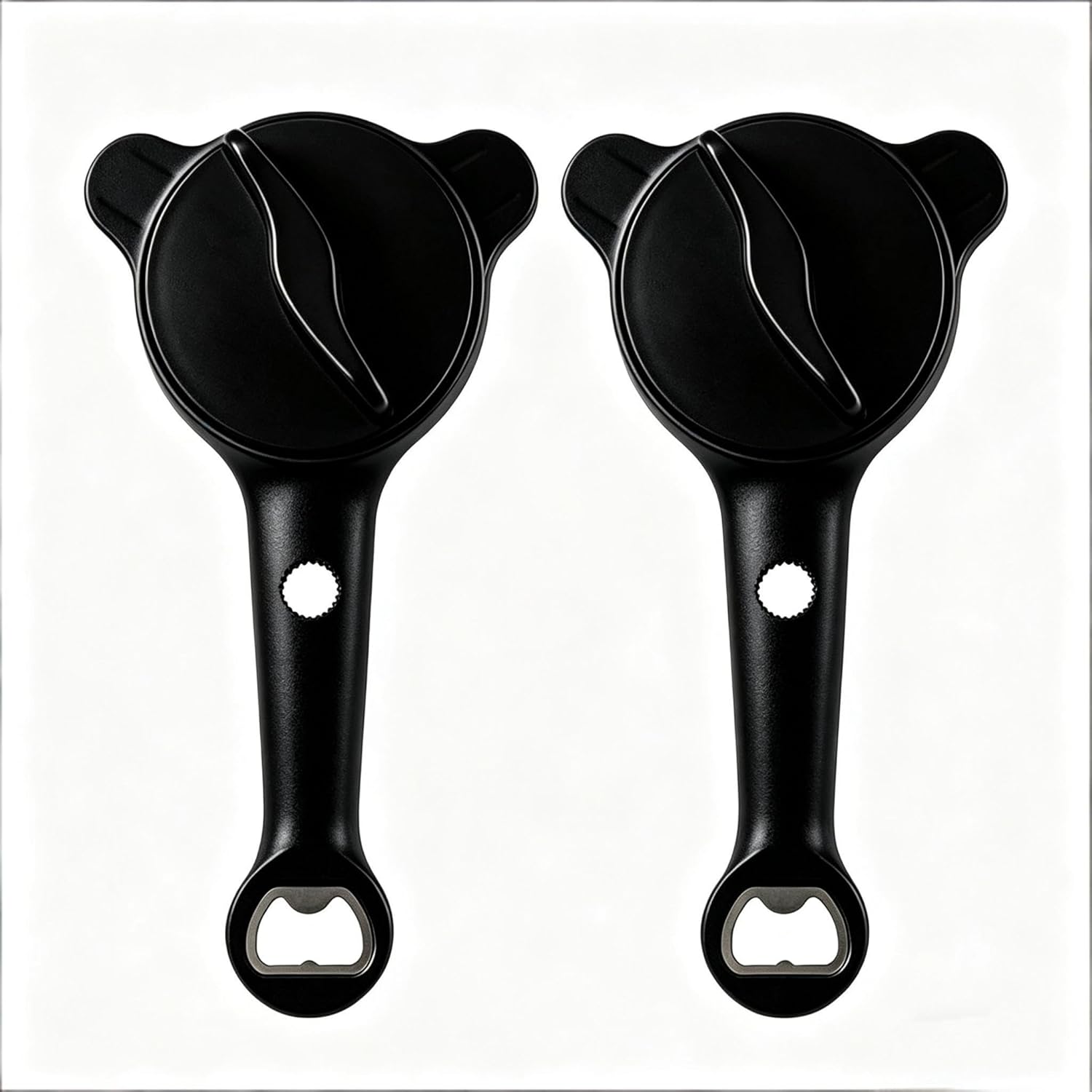 2PCS 4 in 1 Multi-Purpose Jar Opener, Labor-Saving Bottle Opener, Adjustable Retractable Stainless Steel Jar Opener, Home Kitchen Helper fits Kitchen Jars, Bottles and Cans (Black)