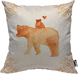 Mugod Mother Bear and Baby Bear Throw Pillow Cute Animals