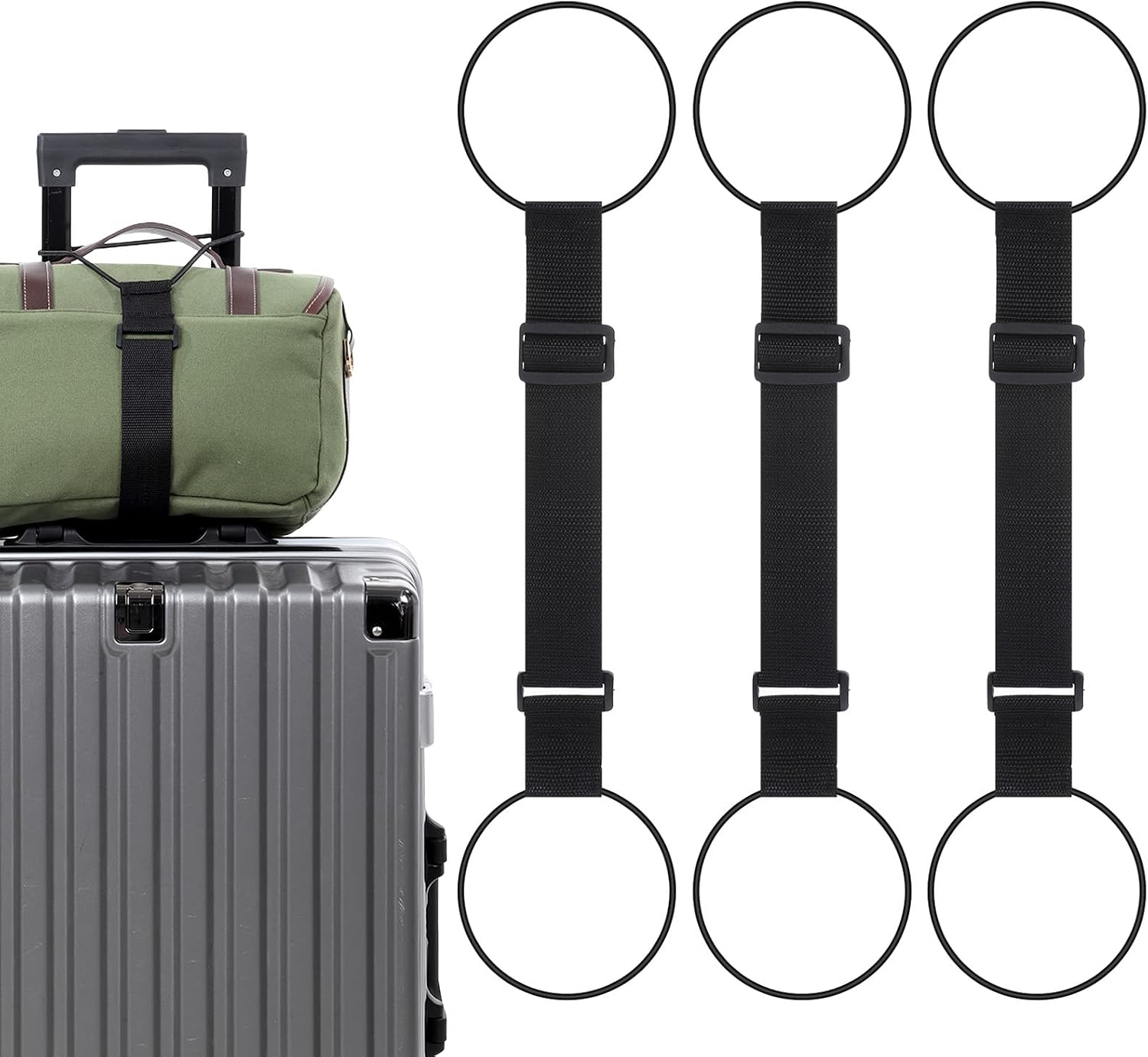 3 PCS Luggage Connector Straps, Adjustable Luggage Straps, Elastic Bungee Belt for Suitcase, Add a Bag Connector, Travel Accessories, Multi Use Fastening Strap