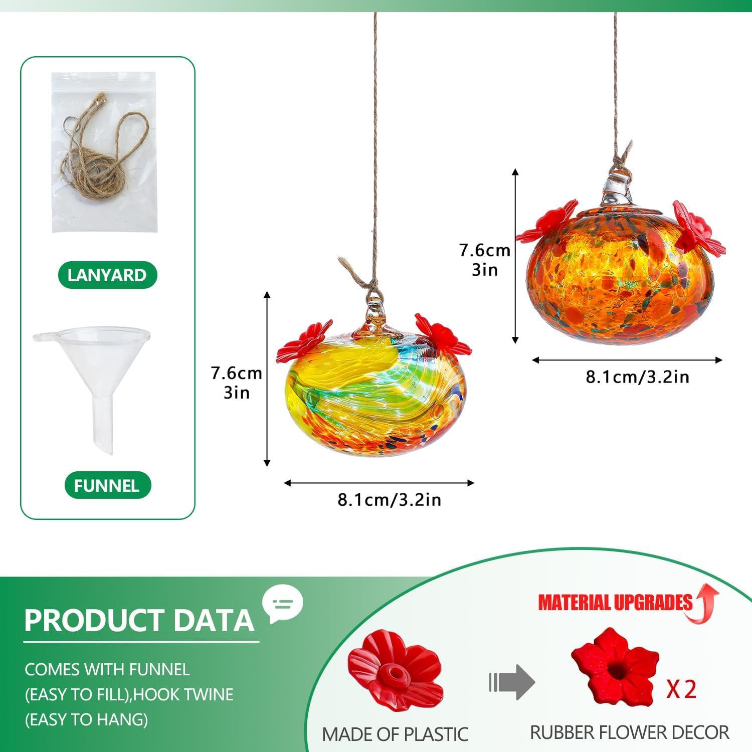 Set of 2 Hummingbird Feeders for Outdoors with 2 Flower Feeding Ports image 2