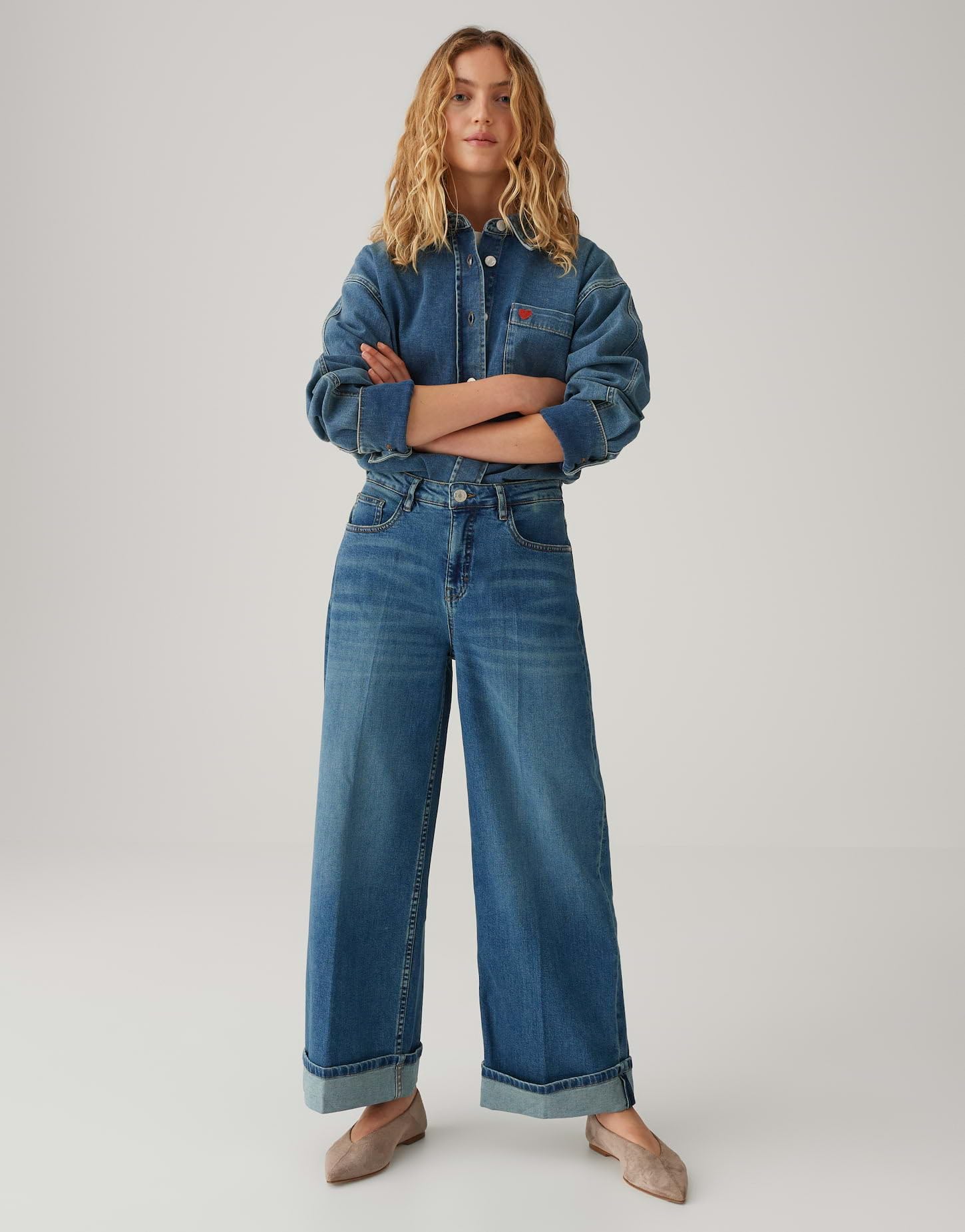 OPUS Damen Wide | Miva Valentine Verkürzte Wide Leg Jeans aus Dry Indigo® Mid Rise