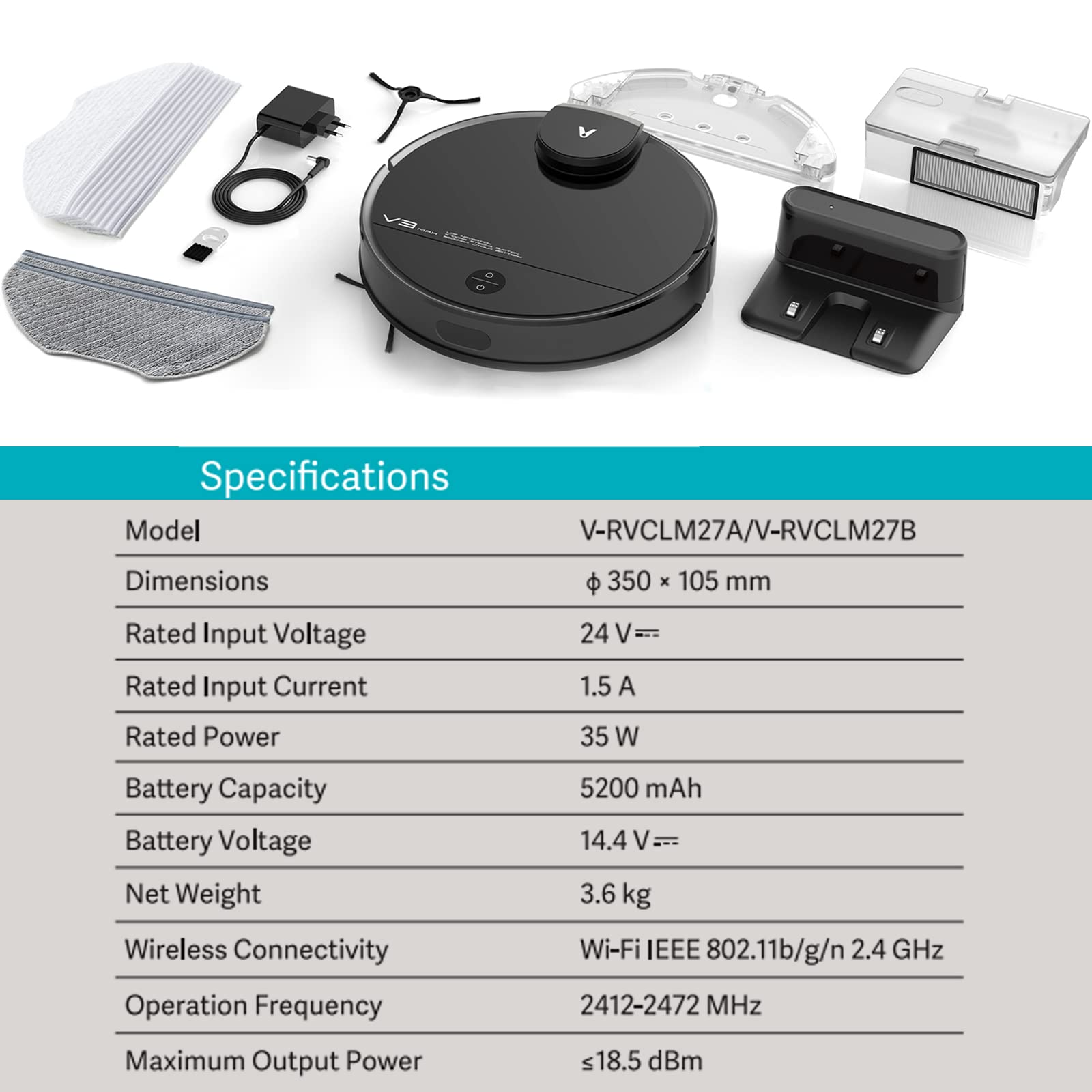 Buy VIOMI V3 Max Robot Vacuum and Mop, 3 in 1, 300mins, 5200mAh, 2700Pa