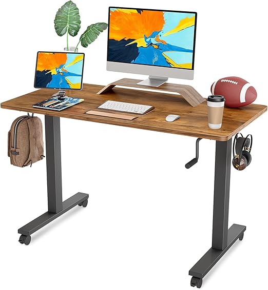 FAMISKY Crank Adjustable Height Standing Desk, 48 x 24