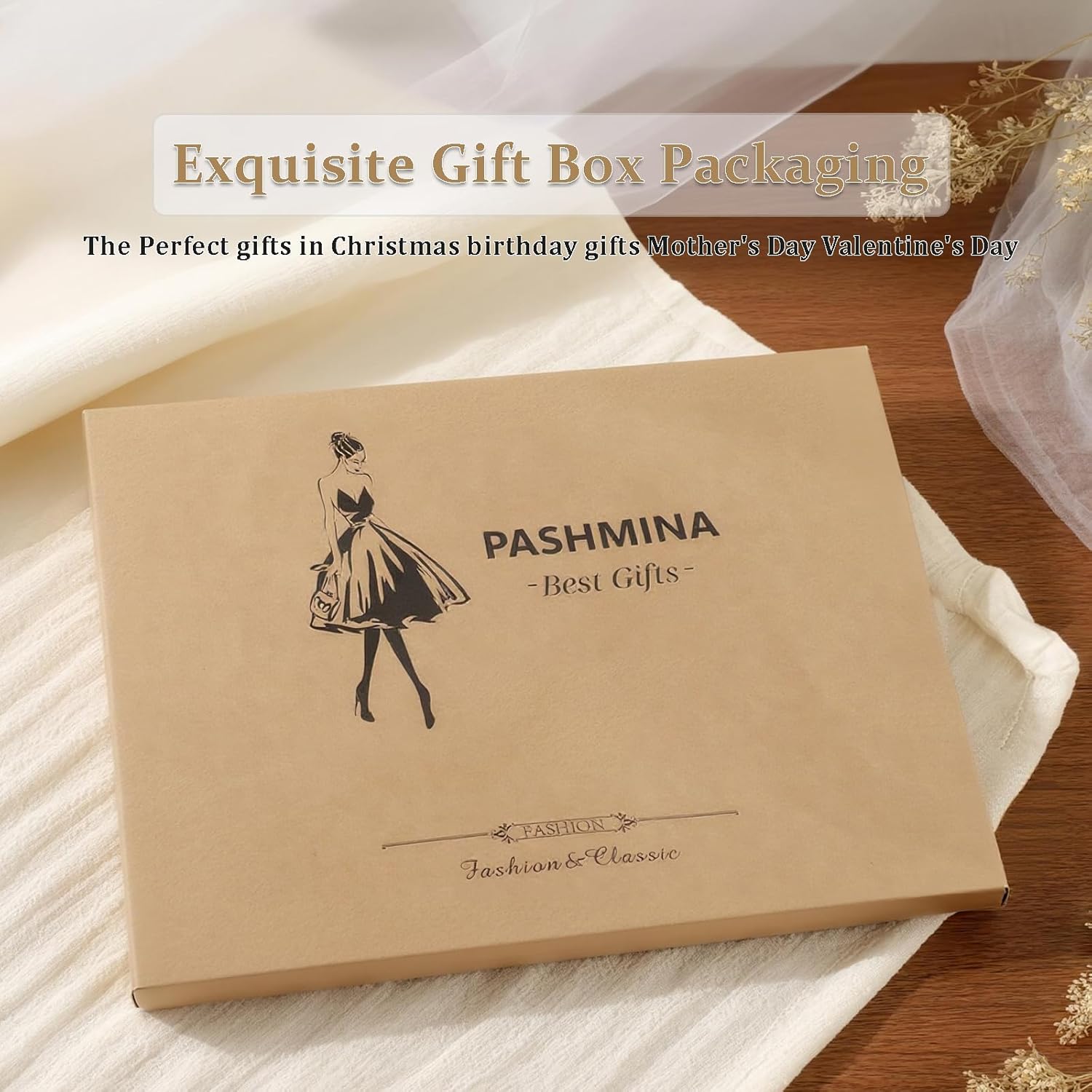 Pashmina Scarf and Shawl - Soft Women Pashminas Wrap for Wedding Evening Party dresses - Image 5