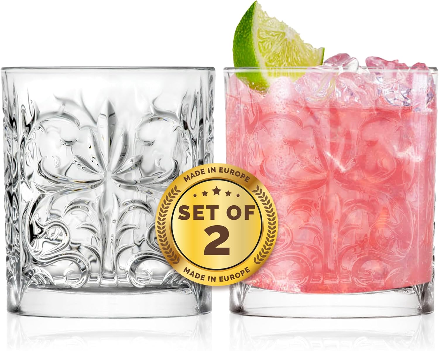 Barski Whiskey Glasses - Double Old Fashioned Rocks Glass - Set of 2 Lowball Tumbler - DOF Crystal Glass Tumblers - For Scotch - Bourbon - Water - Beverage - Drinking Glasses - 12 oz - Made in Europe - Image 2