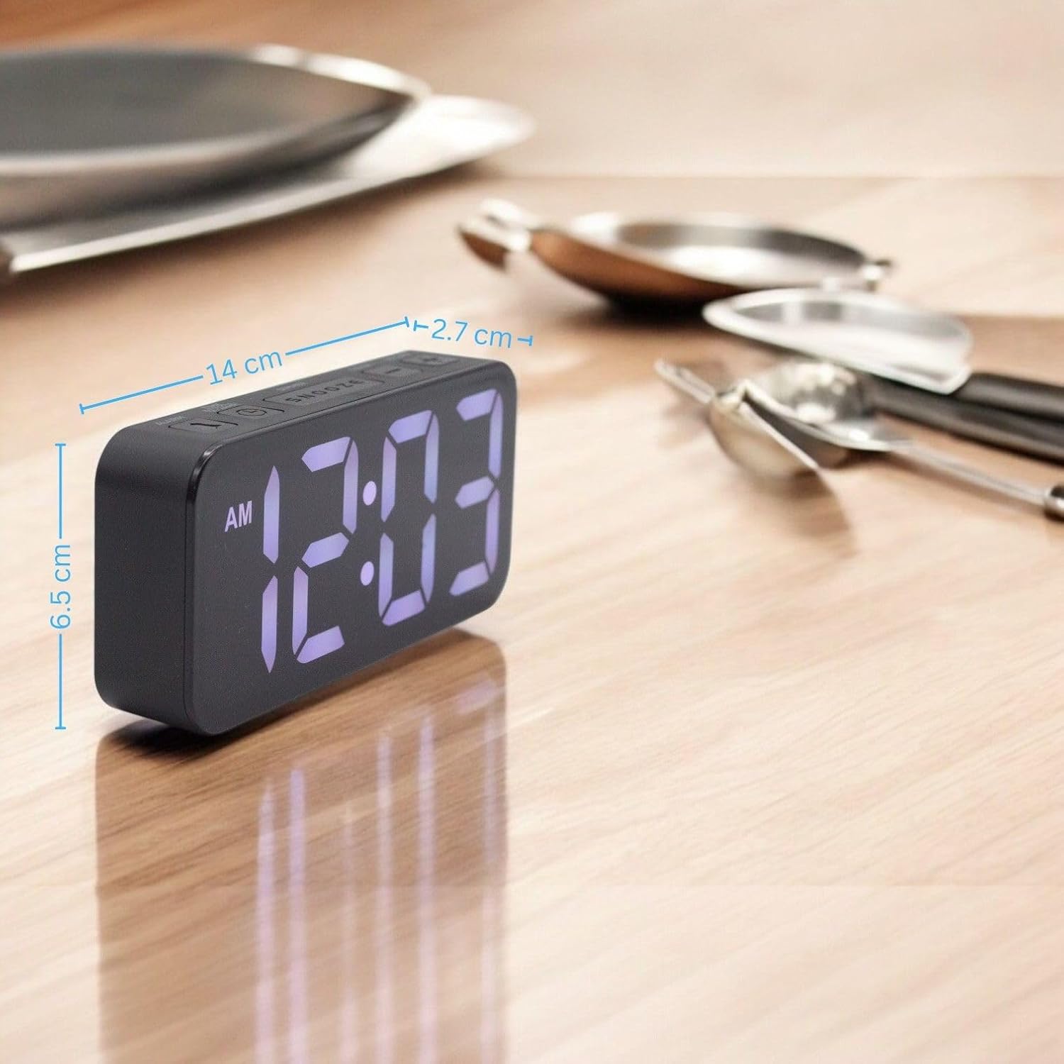 Digital Alarm Clock with Colour Changing Display, 13 Display Modes, 3 Alarm Volumes, USB-C Charging Port (Gray)