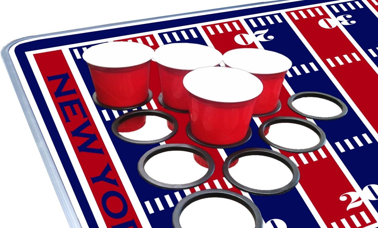 Review 8-Foot Professional Beer Pong Table w/Optional Cup Holes - New York Football Field Graphic