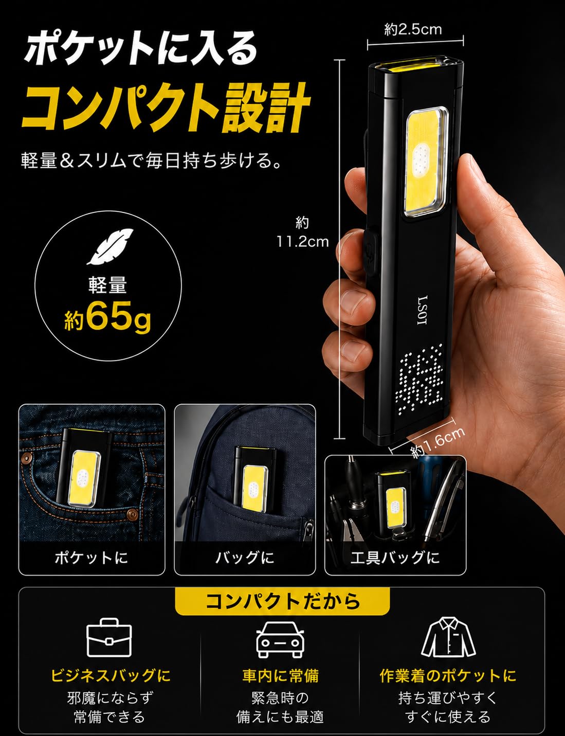 Amazon.co.jp: 懐中電灯 磁石式作業灯【2026最新の最新型