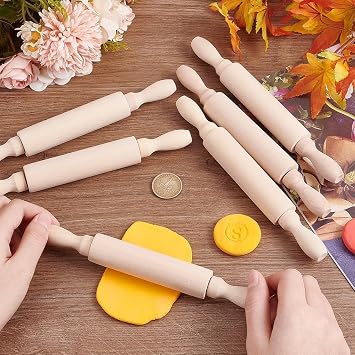 6 Pack Mini Rolling Pin Small Wooden Playdough Dough Roller 5.5inch