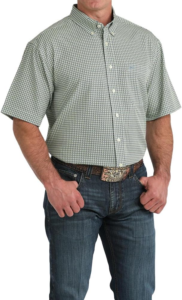 Cinch Men's Green Print ArenaFlex Short Sleeve Shirt