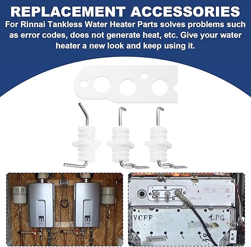 Miniatura 7 de Aillsa Kit de electrodos de varilla de llama piezas de repuesto para calentador de agua 104000192-K se adapta a Rinnai R75 y R94 piezas de