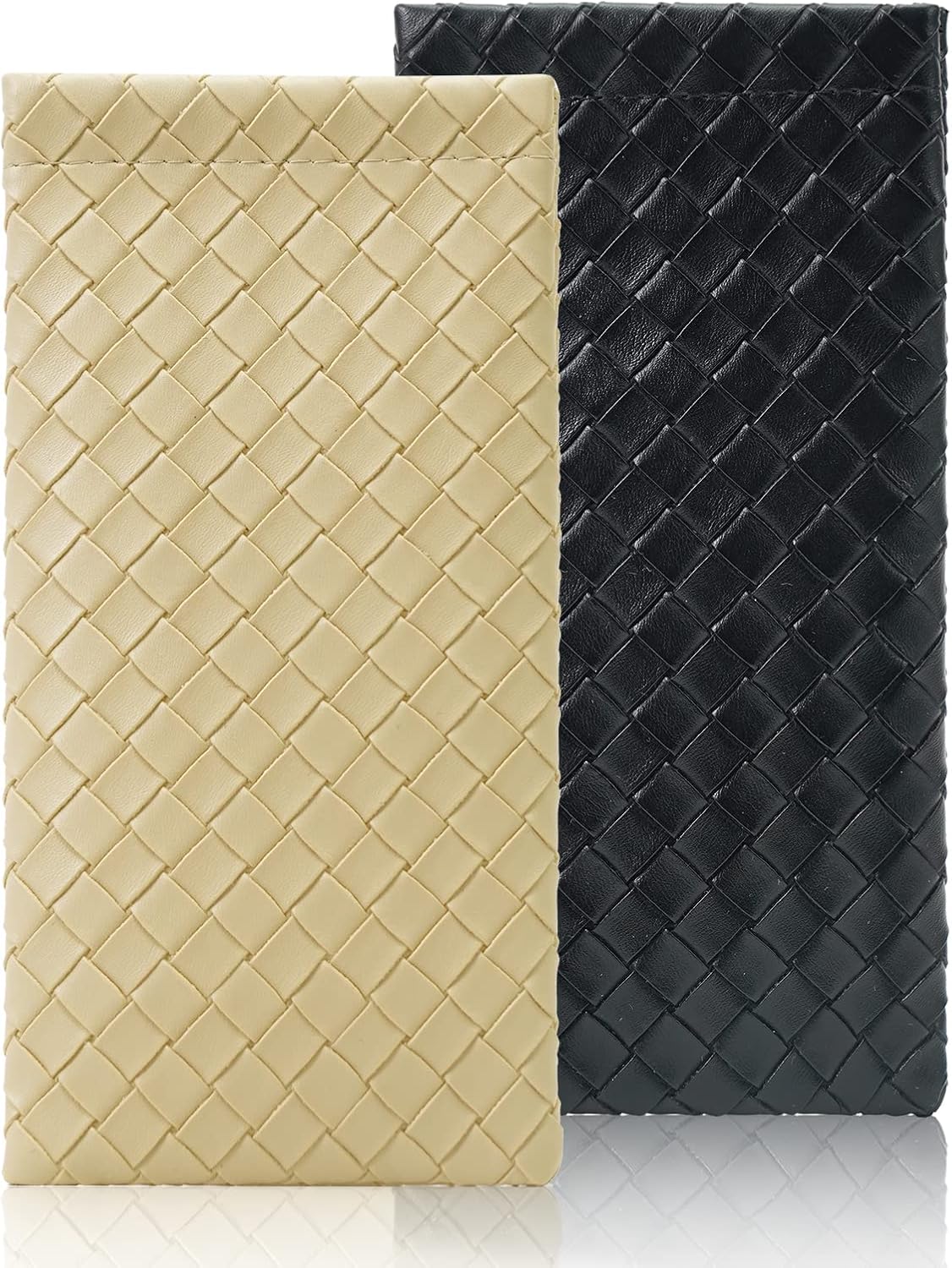 Squeeze Top Sunglass Pouch - Portable Sunglass Organizer Pouch Bags Soft PU Leather Glasses 2 Pack