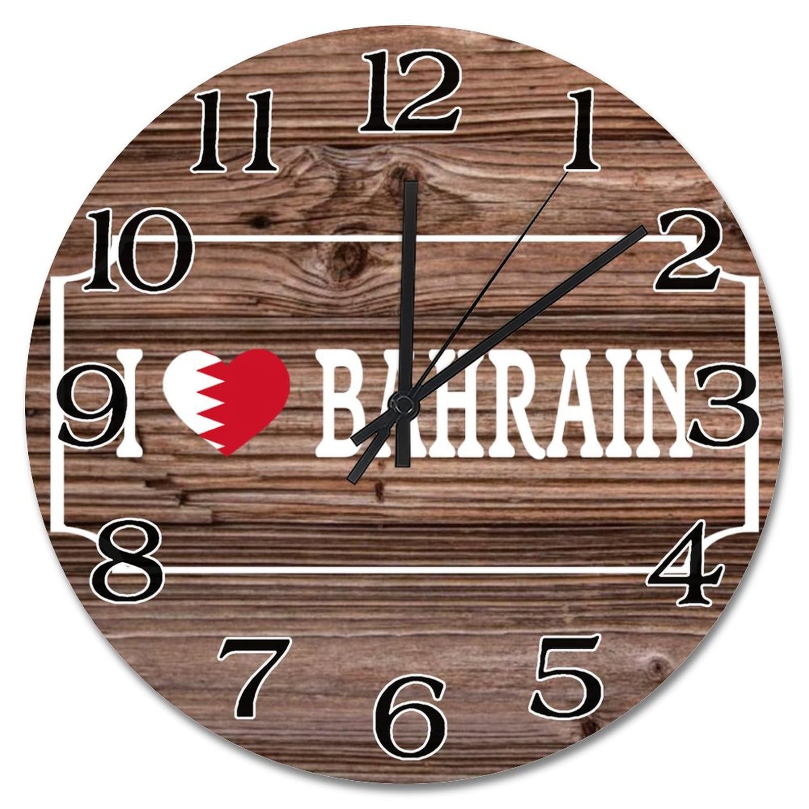 Grande horloge murale Bahreïn en bois de qualité supérieure 38 cm