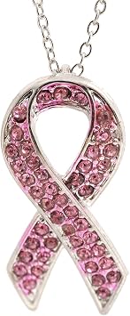 Spinningdaisy Breast Cancer Awareness Pink Ribbon Necklace