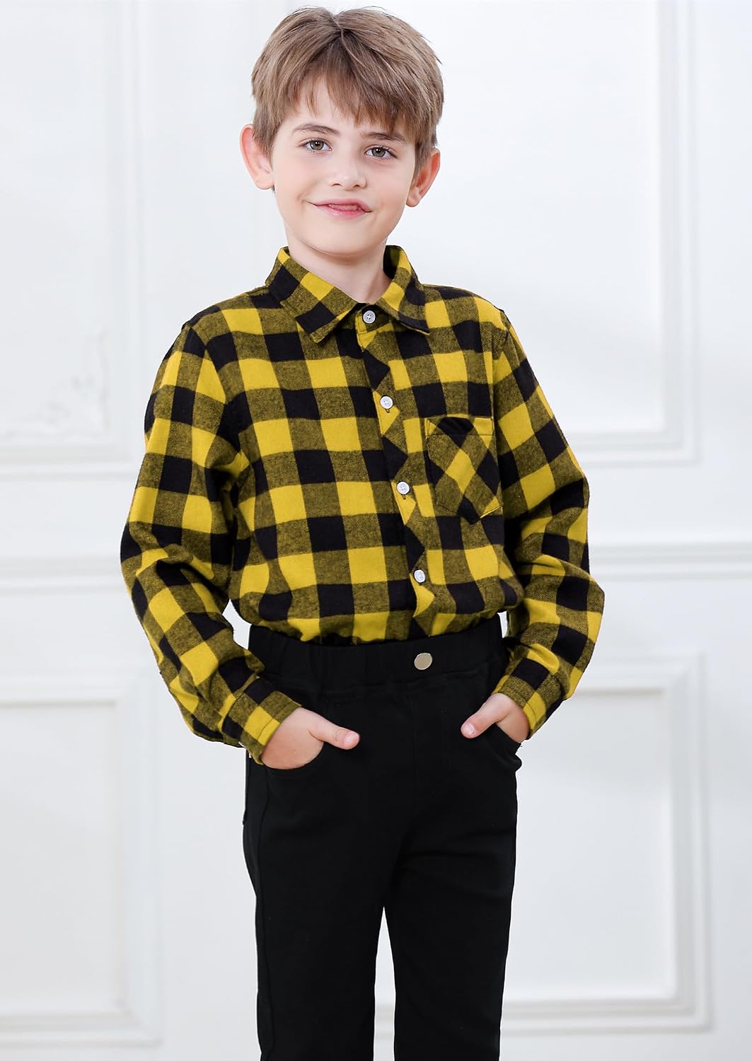 SANGTREE Men's Plaid Flannel Shirt - Long Sleeve Button Down, Vintage Black, Medium, Super Soft Fabric - View #3