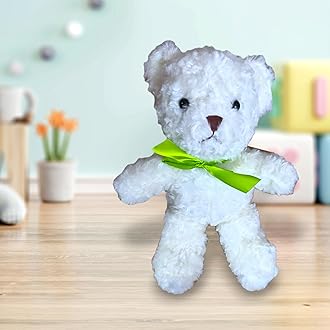 Bateu Cute Stuffed Animals with Bow Ties Plush Toys | Soft Toys for Kids Girls Teddy Bears Plush Toys for Children and Adults (White, Small)